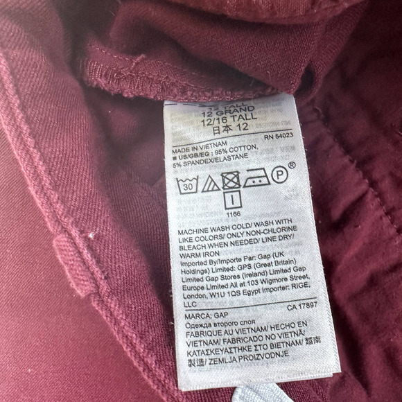 Gap Women's Tall Skinny Ankle Burgundy Pants - Size 12 Tall - Picture 7 of 12